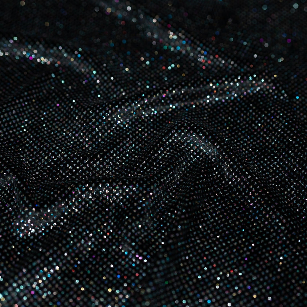 Glitter Printed Stretch Velvet Black Fabric