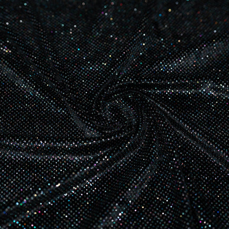 Vivian Glitter Printed Stretch Velvet Fabric - Black/Copper, Black/Olive, Black/Green, Black/Pink, Black/Blue Multicolored, Black/Multicolored, Black/Fuchsia Multicolored, 58/60" Width (1 Yard)