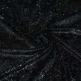 Glitter Printed Stretch Velvet Black Fabric