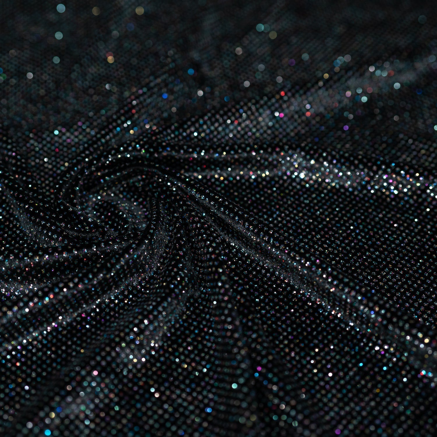 Vivian Glitter Printed Stretch Velvet Fabric - Black/Copper, Black/Olive, Black/Green, Black/Pink, Black/Blue Multicolored, Black/Multicolored, Black/Fuchsia Multicolored, 58/60" Width (1 Yard)