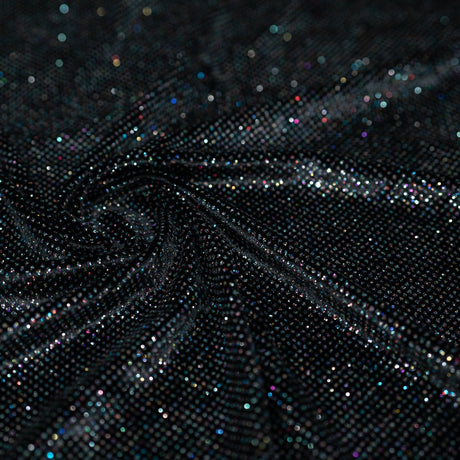Vivian Glitter Printed Stretch Velvet Fabric - Black/Copper, Black/Olive, Black/Green, Black/Pink, Black/Blue Multicolored, Black/Multicolored, Black/Fuchsia Multicolored, 58/60" Width (1 Yard)