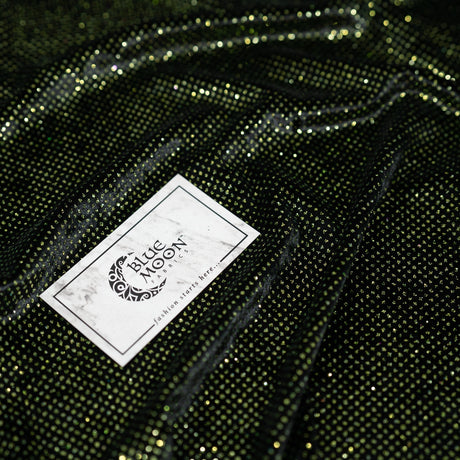 Glitter Printed Stretch Velvet Black Fabric