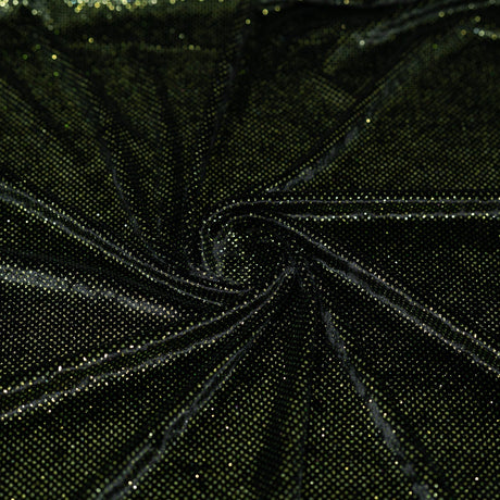 Glitter Printed Stretch Velvet Black Fabric