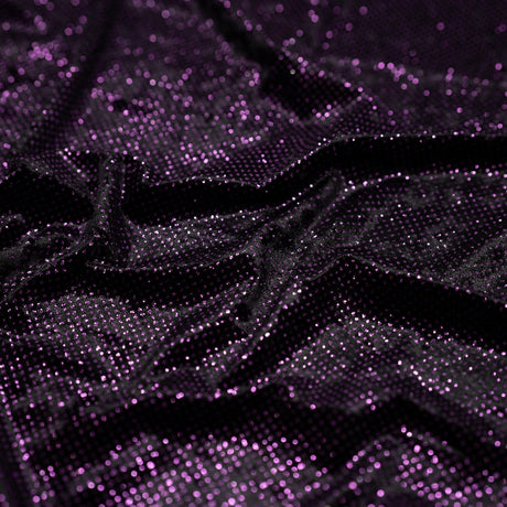 Glitter Printed Stretch Velvet Black Fabric