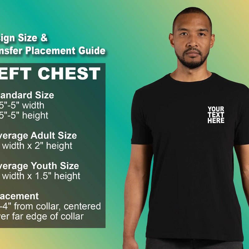Pack: 12 Fast Personalized T-Shirts – Custom Printing with Image or Logo (Left Chest - Black)
