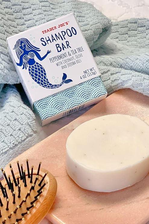 Trader Joe’s Peppermint & Tea Tree Shampoo Bar | Green-Flecked Appearance | 4 Oz