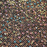 Vogue Stretch Netting Sequin Nylon Spandex Fabric - Black, White Embroidered Sequins, 56" Cut Width, 50" Usable Width (1 Yard)