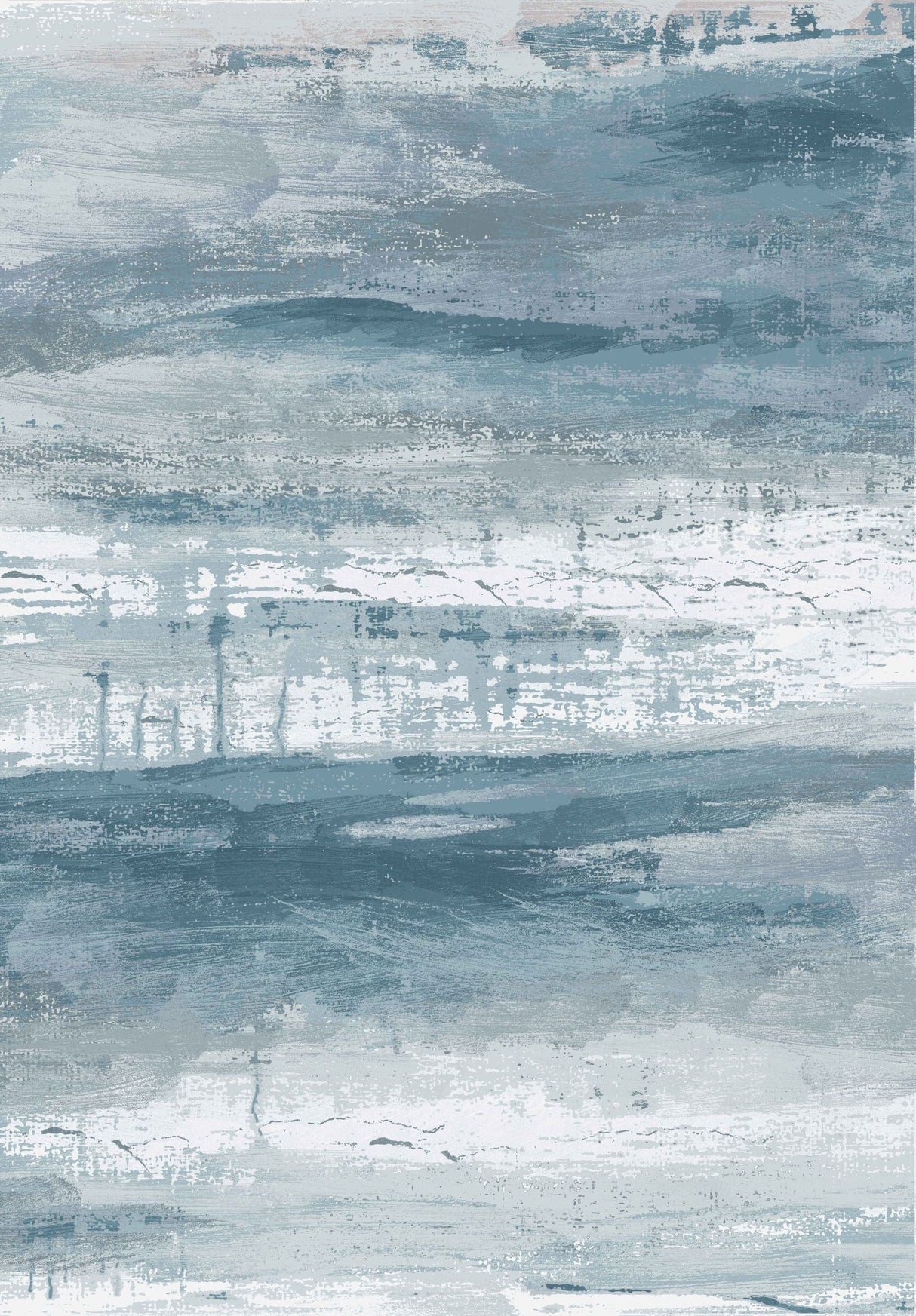Blue Meadow Comfort Print Art Design Polypropylene Rug - Blue, Printed, 7'6" X 10'3" (1 Rug)