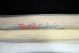Waffle Brocade Polyester Fabric - Textured Waffle Grid, 60" Width, White, Ivory, Champagne, Black (1 Yard)