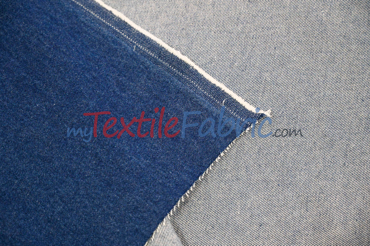 Washed Denim 100% Cotton Fabric - Soft Pre Washed, 60" Wide (1 Yard)