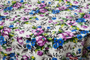 Watercolor Floral L'Amour Satin Fabric - Ivory Magenta Watercolor Floral Print, 58/60" Width (1 Yard)