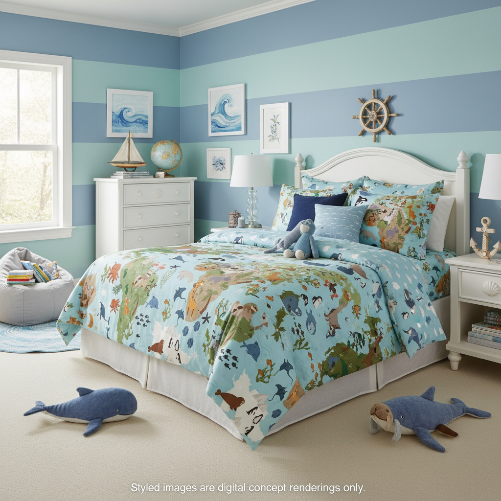 Wide Quilt Backing Created with Love Map Sky Riley Blake