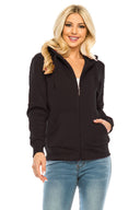 Women's Zip Up Hoodie Polyester Fabric - Black, D. Grey, Plum, Navy, Burgundy, Zip Up, Warm, Comfortable, Daily Wear (1 Piece)