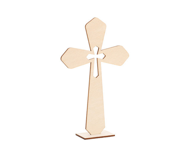 6 3/4" x 4 1/4" Wooden Cross with Cross Cutout for Centerpieces and Decoration - Pack of 12
