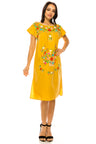 Unik Embroidered Traditional Mexican Dress Cotton Fabric - Detailed Embroidery, Multiple Colors, S-M-L-XL-2XL-3XL (1 Piece)