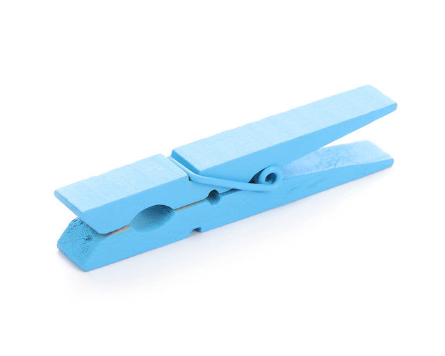 3" Blue Wooden Clothes Pins Clips Baby Shower Gender Reveal Decoration - Pack of 100