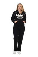 Cali Two-Piece Fleece Fabric - Embroidered Logo, Black, Burgundy, Dark Grey, Navy, Fuchsia, Teal, 2 Piece Set (1 Set)