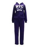 Women's Fleece NYC Matching Tracksuit Fleece Fabric - Rose, Black, Teal, Burgundy, Purple, Light Grey, Dark Grey, Fucshia, Two Piece, Cold Weather, S-XL (1 Set)