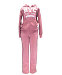 Women's Fleece NYC Matching Tracksuit Fleece Fabric - Rose, Black, Teal, Burgundy, Purple, Light Grey, Dark Grey, Fucshia, Two Piece, Cold Weather, S-XL (1 Set)