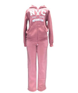 Women's Fleece NYC Matching Tracksuit Fleece Fabric - Rose, Black, Teal, Burgundy, Purple, Light Grey, Dark Grey, Fucshia, Two Piece, Cold Weather, S-XL (1 Set)
