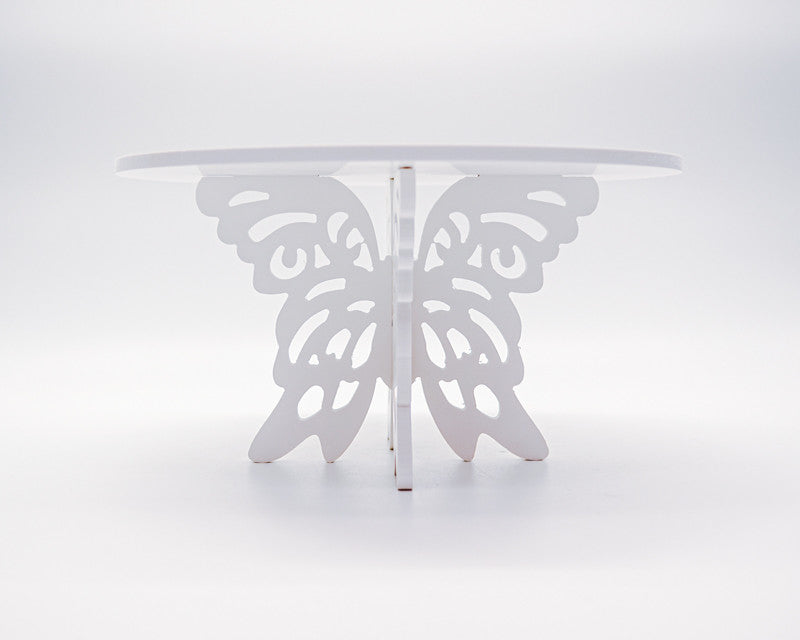 6.25" White Wooden Butterfly Cake Dessert Stand – 1 Centerpiece