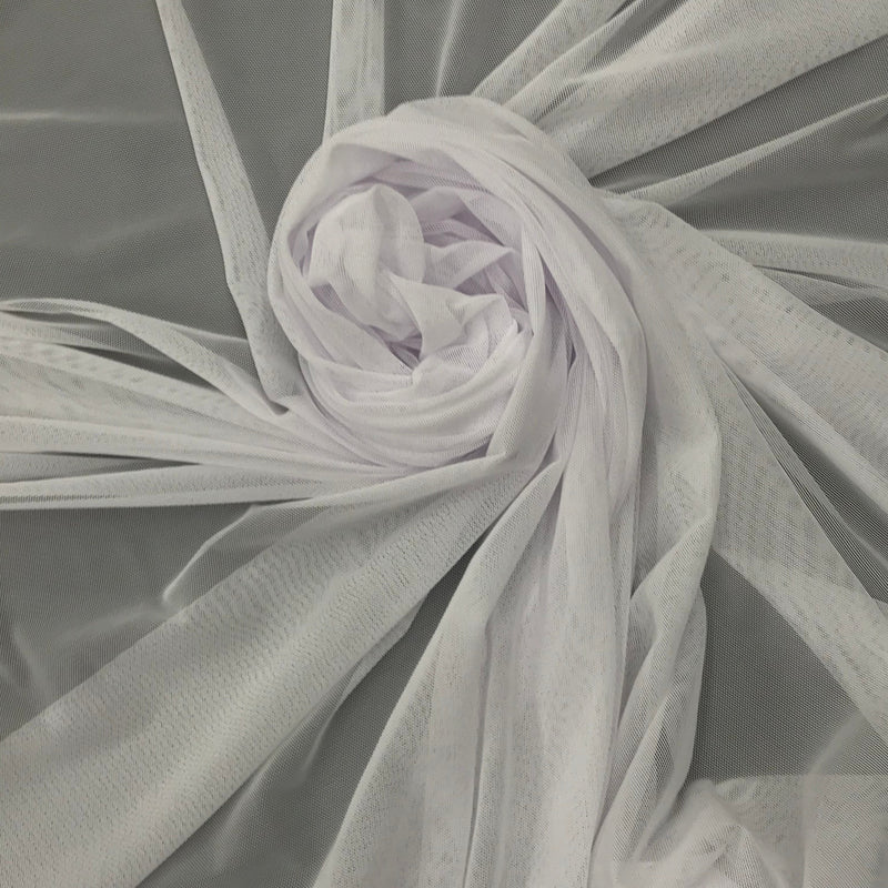 Power Mesh Nylon Spandex Fabric - White, Sheer Mesh, 60" Width (1 Yard)