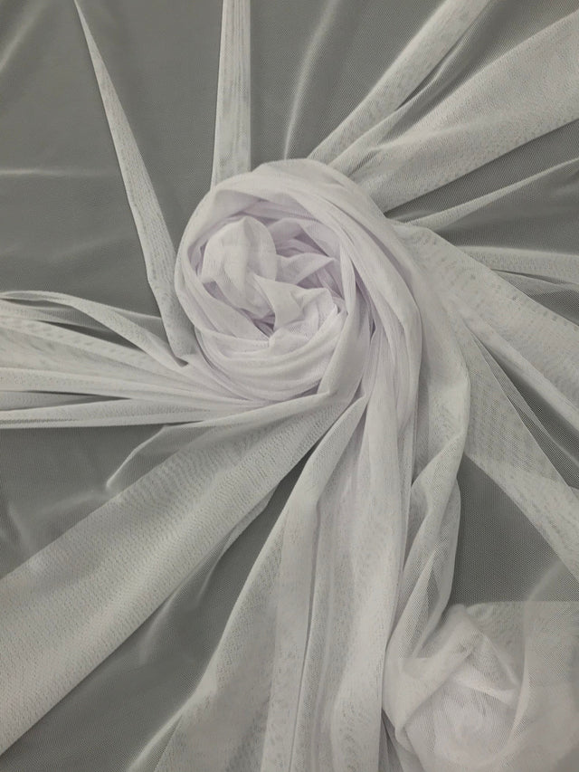 Power Mesh Nylon Spandex Fabric - White, Sheer Mesh, 60" Width (1 Yard)