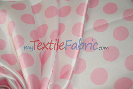 Polka Dot Charmeuse Satin Fabric - 58/60" Width, Multiple Colors, 1.5" Dots (1 Yard)
