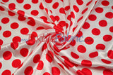 Polka Dot Charmeuse Satin Fabric - 58/60" Width, Multiple Colors, 1.5" Dots (1 Yard)