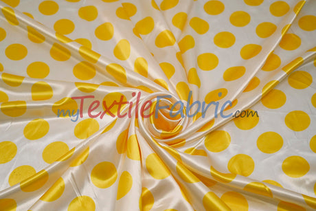 Polka Dot Charmeuse Satin Fabric - 58/60" Width, Multiple Colors, 1.5" Dots (1 Yard)