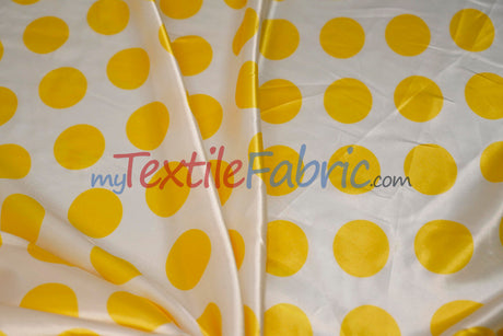 Polka Dot Charmeuse Satin Fabric - 58/60" Width, Multiple Colors, 1.5" Dots (1 Yard)