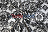 White Black Damask Satin Print Polyester Fabric - Damask Pattern, 58/60" Width (1 Yard)