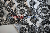 White Black Damask Satin Print Polyester Fabric - Damask Pattern, 58/60" Width (1 Yard)