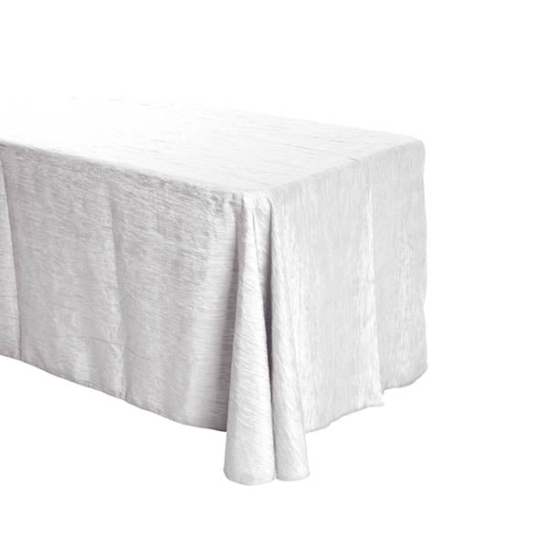 White Crinkle Crushed Taffeta Rectangular Tablecloth 90 x 156″