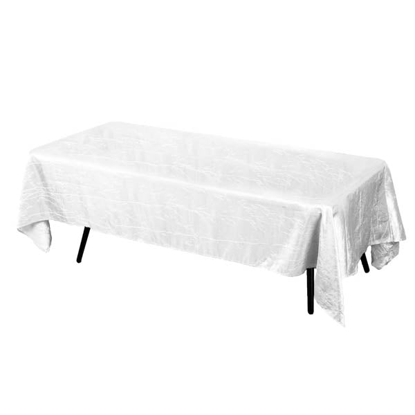 White Crinkle Crushed Taffeta Rectangular Tablecloth 60 x 126″