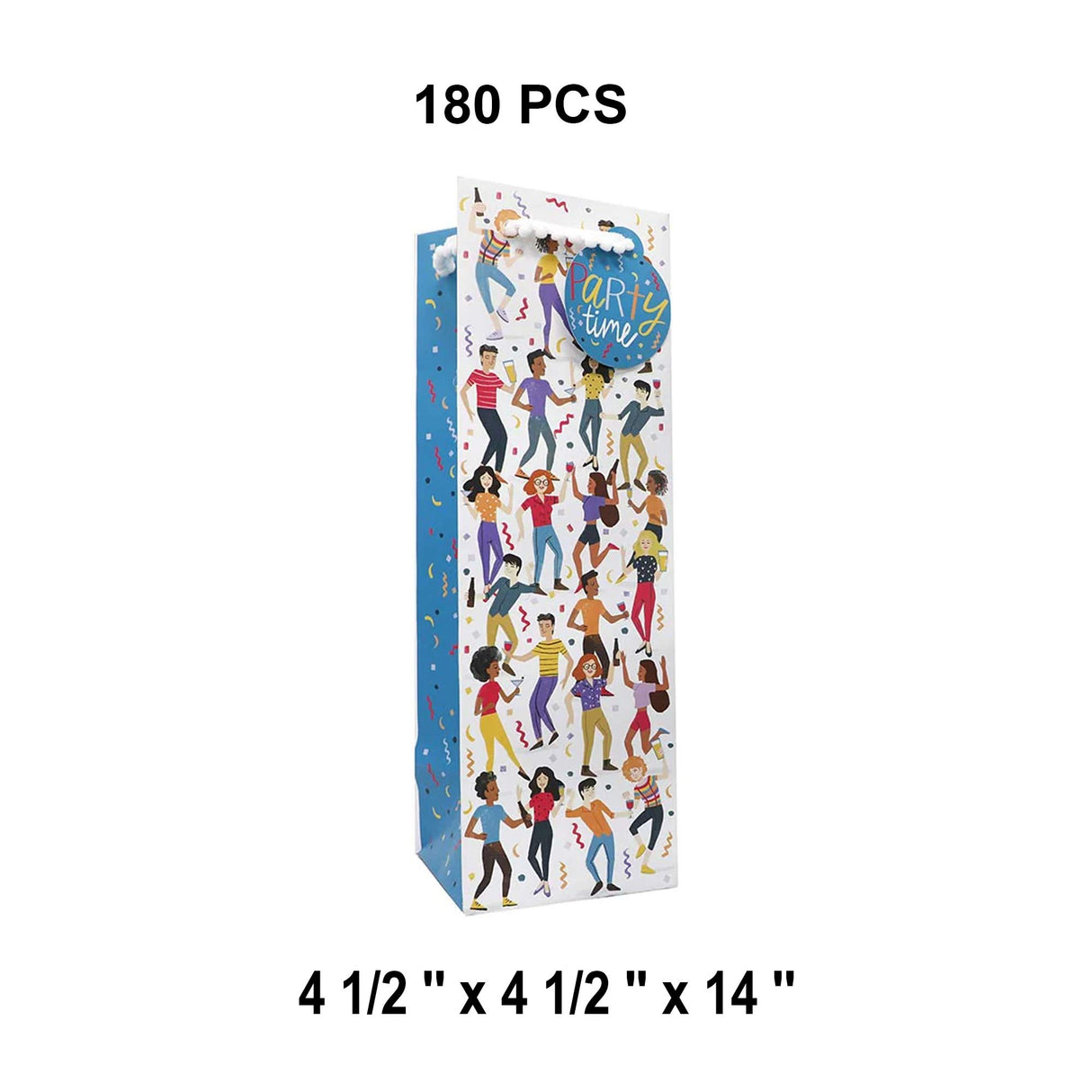 Patterned Wine Gift Bags   4 1/2" X 4 1/2" X 14"  Dance Party - 60 EACH