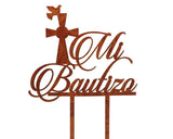 5" x 6" Laser-Cut Wood Mi Bautizo Cake Topper Centerpiece - Pack of 12