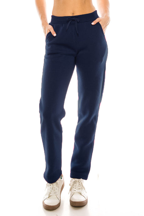 Women's Open Bottom Sweat Pants With Drawstring Waist Polyester Fabric - Black, D. Grey, Plum, Navy, Burgundy, Open Bottom, Adjustable Waist, S-3XL (1 Piece)