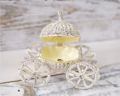 Crystal Pumpkin Carriage Ring Box Rhinestone Wedding Jewelry Box
