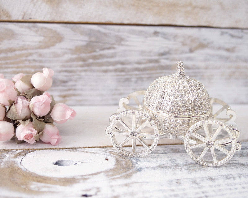 Crystal Pumpkin Carriage Ring Box Rhinestone Wedding Jewelry Box