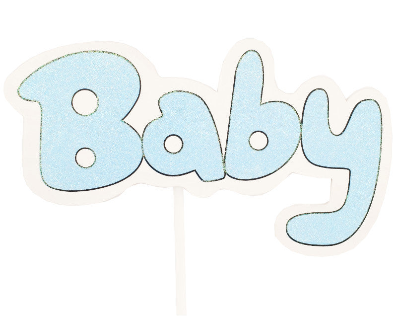 8.25" x 5.5" Blue Baby Shower Wooden Decoration Pick - Pack of 6