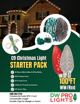 100' Outdoor Christmas Lighting Kit - Warm White/Red