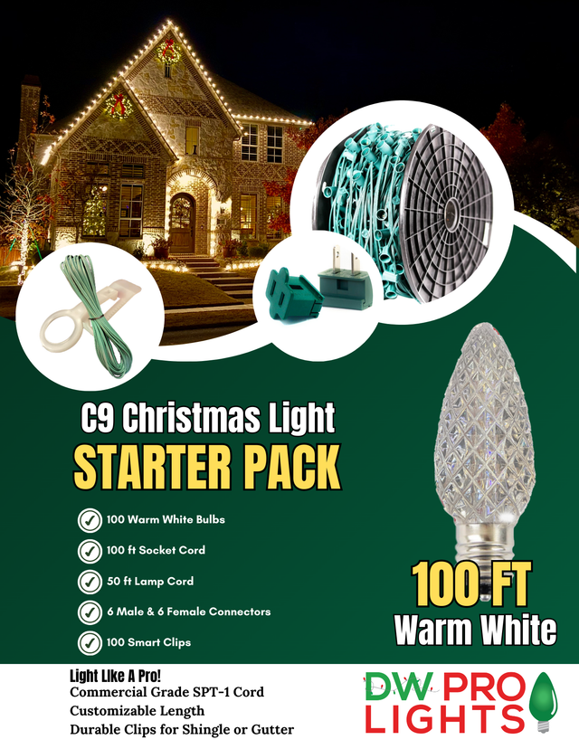 100' Outdoor Christmas Lighting Kit - Warm White