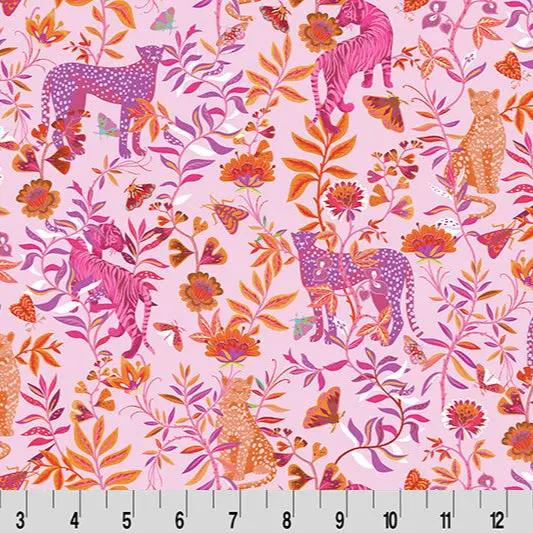Quilting Cuddle Pink Big Cats Fabric
