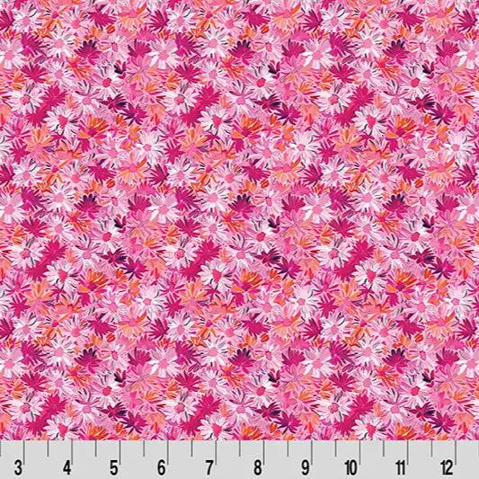 Minky Fabric Wanderlust Daisies Pink Quilting Cuddle