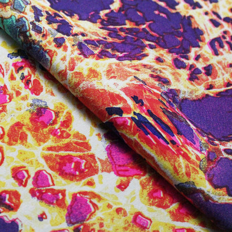 Icebreak Nylon Spandex Fabric - Purple and Orange Ice Print, 58/60" Width (1 Yard)