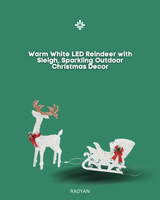 Warm White LED Reindeer with Sleigh, Sparkling Outdoor Christmas Decor