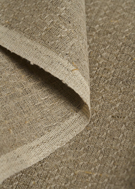 1 Yard Pure Linen Natural Hexagon Jacquard Fabric 60" Width