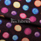 Watercolor Dots Poly Spandex Tricot Fabric - Multi Large Polka Dots, 58/60" Width (1 Yard)