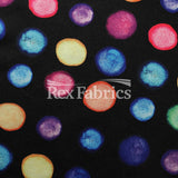Watercolor Dots Poly Spandex Tricot Fabric - Multi Large Polka Dots, 58/60" Width (1 Yard)